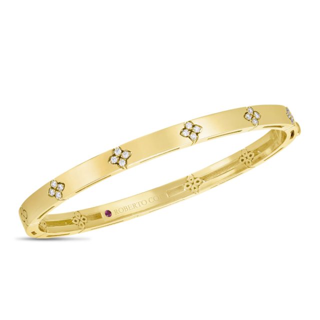 Love in Verona bangle small in 18kt. yellow gold with diamonds