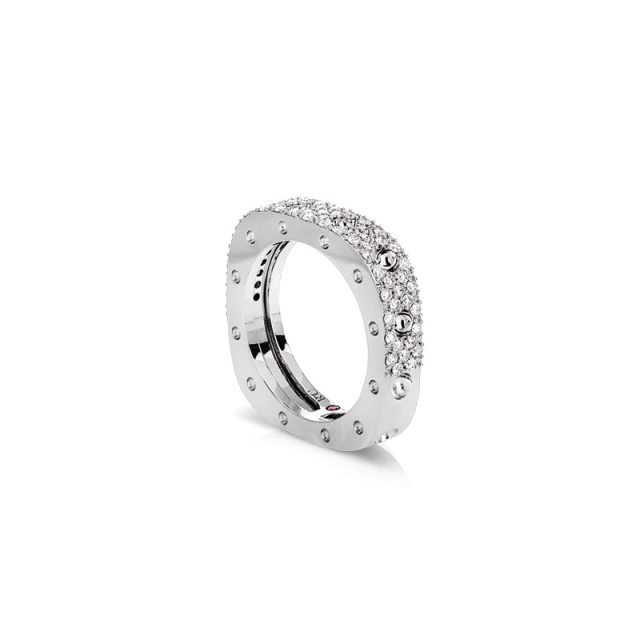 Poi Moi ring small in 18kt. white gold with diamonds