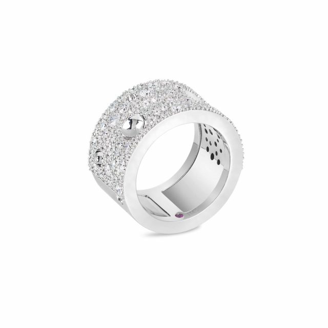 Poi Moi Luna ring bred i 18kt. hvitt gull med briljanter