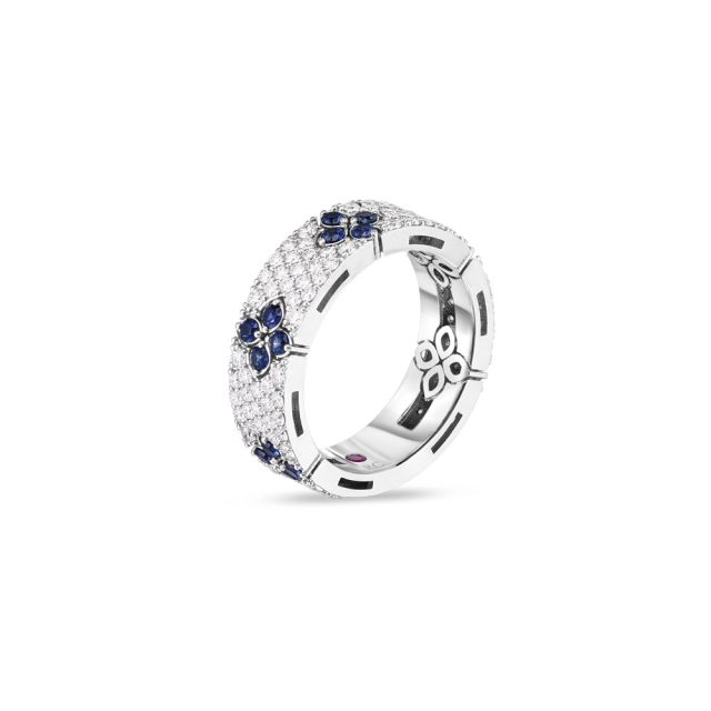 Love in Verona ring large in 18kt. white gold with diamonds and sapphires