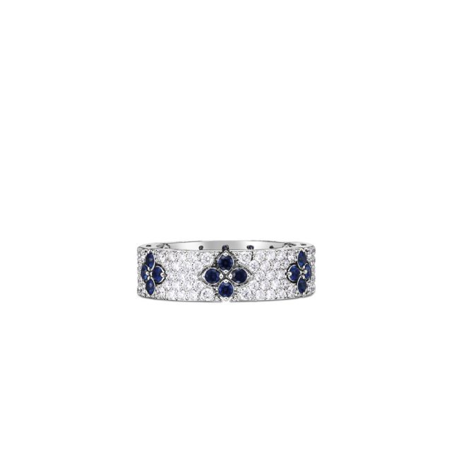 Love in Verona ring large in 18kt. white gold with diamonds and sapphires