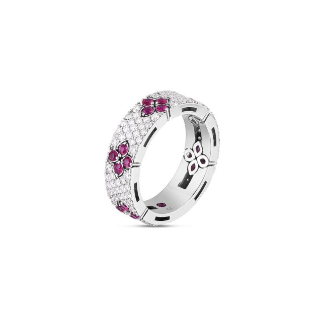 Love in Verona ring i 18kt. hvitt gull med briljanter og rubiner