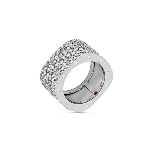 Poi Moi ring medium in 18kt. white gold with diamonds